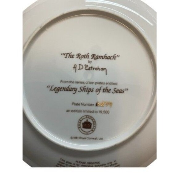 VTG Royal Cornwall Legendary Ships of the Seas Plate Collections By Estrehan 9" - Picture 6 of 16